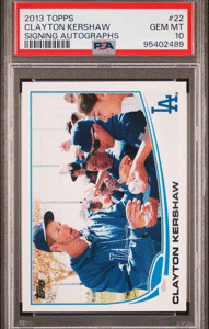 2013 Topps Baseball - Clayton Kershaw 22 - Signing Autographs - PSA 10
