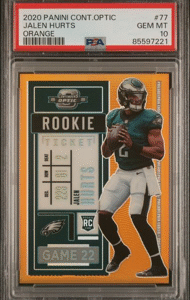 2020 Panini Contenders Optic - Jalen Hurts 77 - Orange /50 - PSA 10