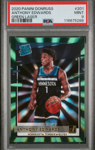 2020 Panini Donruss - Anthony Edwards 201 - Green Laser - PSA 9