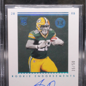 2020 Panini Encased Footballl - AJ Dillon RE-AJ - Sapphire /50 - BGS 9 / 10