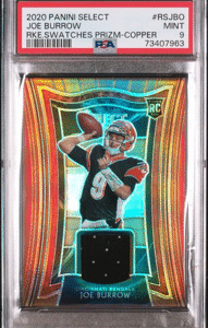 2020 Panini Select - Joe Burrow RS-JBO - Rookie Swatches Copper /49 - PSA 9