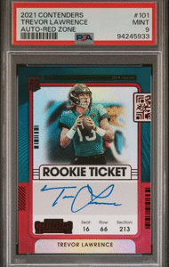 2021 Panini Contenders - Trevor Lawrence 101 - Autograph Red Zone - PSA 9