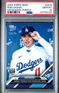 2024 Topps Now - Roki Sasaki OS-16 - Off Season Purple /25 - PSA 10