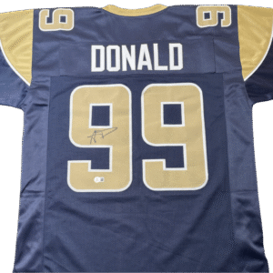 Aaron Donald Autographed Signed Navy Blue Custom Jersey. Beckett COA