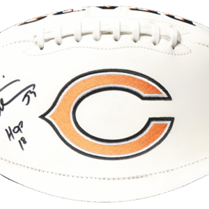 Brian Urlacher Autographed Bears NFL Authentic Logo Football (Beckett) With Acrylic Case
