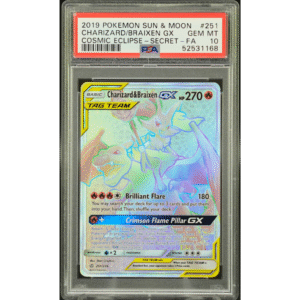 Charizard & Braixen GX 251/236 Cosmic Eclipse - 2019 Pokemon - PSA 10