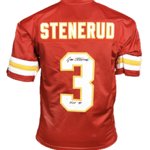 Jan Stenerud Signed HOF 91 Inscription Kansas City Red Football Jersey (JSA)