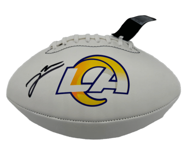 Jared Verse Autographed Rams NFL Authentic Logo Football (Beckett) With Acrylic Case
