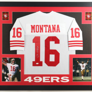 Joe Montana Signed Custom Framed Jersey Display (JSA)